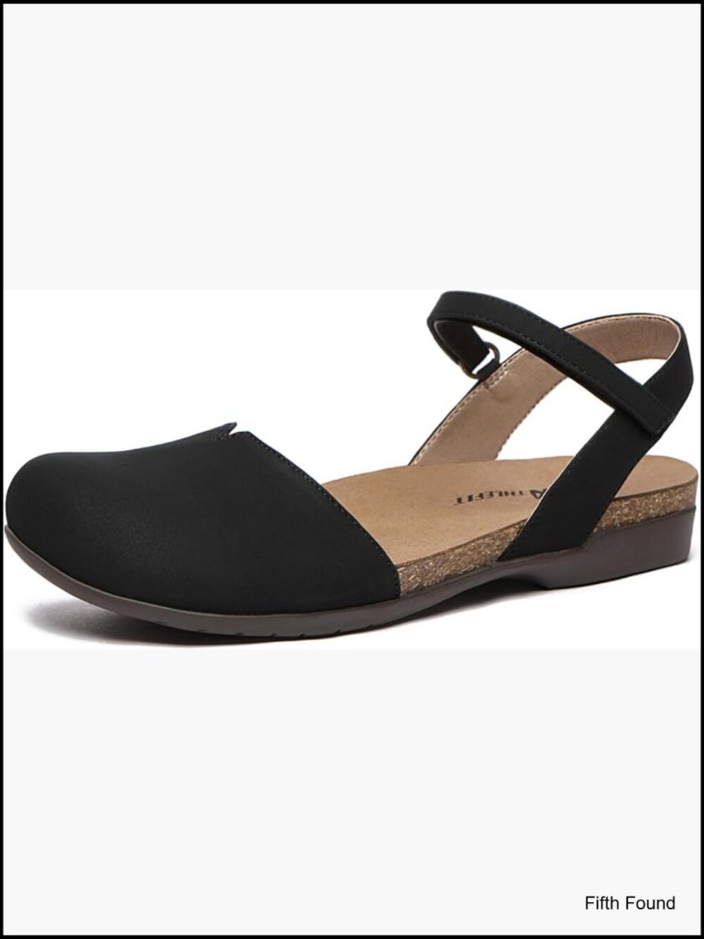 Closed Toe Sandals Cork Footbed Arch Support Flat Sandals